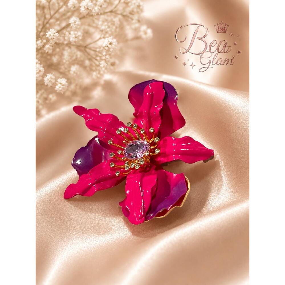 Betsey Johnson Orchid Statement Pendant Pink, Purple - Picture 8 of 13